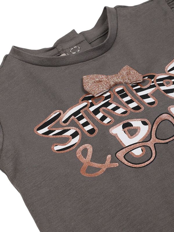 Girls Medium Grey Short Sleeve Knitted T- Shirt image number 2